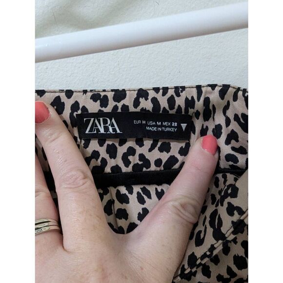 Zara Leopard Print Rouched Bodycon Mini Skirt - Size M - Picture 4 of 5